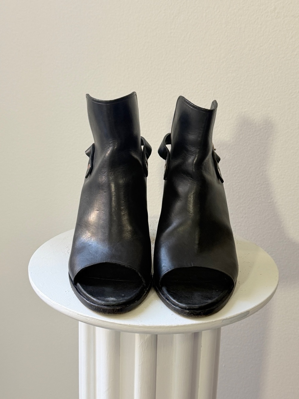 Rag and Bone Black Leather Open-Toe Block Heel Sandals